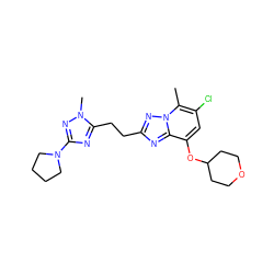 Cc1c(Cl)cc(OC2CCOCC2)c2nc(CCc3nc(N4CCCC4)nn3C)nn12 ZINC000218616168