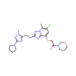 Cc1c(Cl)cc(OCC(=O)N2CCCOC2)c2nc(CCc3nc(N4CCCC4)nn3C)nn12 ZINC001772626576