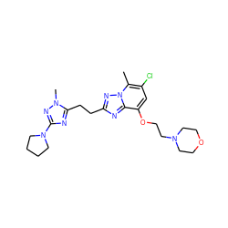 Cc1c(Cl)cc(OCCN2CCOCC2)c2nc(CCc3nc(N4CCCC4)nn3C)nn12 ZINC000218526392