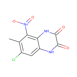 Cc1c(Cl)cc2[nH]c(=O)c(=O)[nH]c2c1[N+](=O)[O-] ZINC000000006737