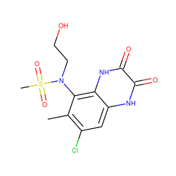 Cc1c(Cl)cc2[nH]c(=O)c(=O)[nH]c2c1N(CCO)S(C)(=O)=O ZINC000028954063