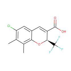 Cc1c(Cl)cc2c(c1C)O[C@H](C(F)(F)F)C(C(=O)O)=C2 ZINC000034019463