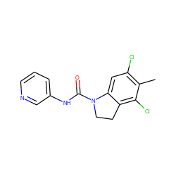 Cc1c(Cl)cc2c(c1Cl)CCN2C(=O)Nc1cccnc1 ZINC000013779437