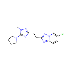 Cc1c(Cl)ccc2nc(CCc3nc(N4CCCC4)n(C)n3)nn12 ZINC000210646382