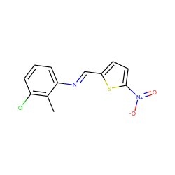 Cc1c(Cl)cccc1/N=C/c1ccc([N+](=O)[O-])s1 ZINC000018276985