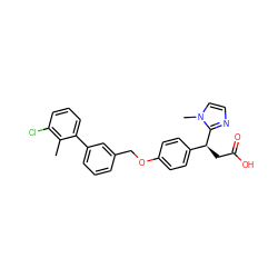 Cc1c(Cl)cccc1-c1cccc(COc2ccc([C@H](CC(=O)O)c3nccn3C)cc2)c1 ZINC000034603245