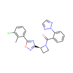 Cc1c(Cl)cccc1-c1nc([C@@H]2CCN2C(=O)c2ccccc2-n2nccn2)no1 ZINC000218224815