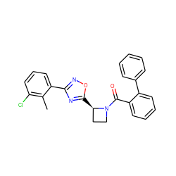 Cc1c(Cl)cccc1-c1noc([C@@H]2CCN2C(=O)c2ccccc2-c2ccccc2)n1 ZINC000218050554