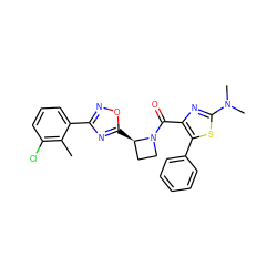 Cc1c(Cl)cccc1-c1noc([C@@H]2CCN2C(=O)c2nc(N(C)C)sc2-c2ccccc2)n1 ZINC000218111091