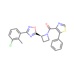 Cc1c(Cl)cccc1-c1noc([C@@H]2CCN2C(=O)c2ncsc2-c2ccccc2)n1 ZINC000218137246