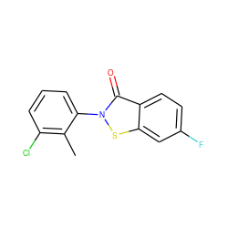 Cc1c(Cl)cccc1-n1sc2cc(F)ccc2c1=O ZINC000001430594