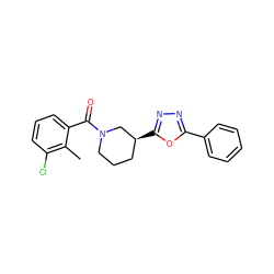 Cc1c(Cl)cccc1C(=O)N1CCC[C@H](c2nnc(-c3ccccc3)o2)C1 ZINC000095589484