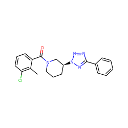 Cc1c(Cl)cccc1C(=O)N1CCC[C@H](n2nnc(-c3ccccc3)n2)C1 ZINC000095586256