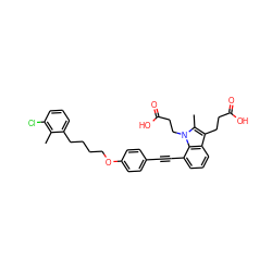 Cc1c(Cl)cccc1CCCCOc1ccc(C#Cc2cccc3c(CCC(=O)O)c(C)n(CCC(=O)O)c23)cc1 ZINC000473249743