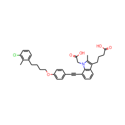 Cc1c(Cl)cccc1CCCCOc1ccc(C#Cc2cccc3c(CCCC(=O)O)c(C)n(CC(=O)O)c23)cc1 ZINC000473247761