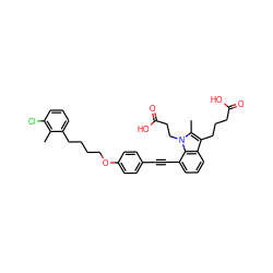 Cc1c(Cl)cccc1CCCCOc1ccc(C#Cc2cccc3c(CCCC(=O)O)c(C)n(CCC(=O)O)c23)cc1 ZINC000473247606