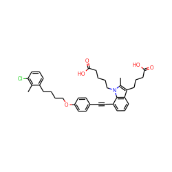 Cc1c(Cl)cccc1CCCCOc1ccc(C#Cc2cccc3c(CCCC(=O)O)c(C)n(CCCCC(=O)O)c23)cc1 ZINC000473249000