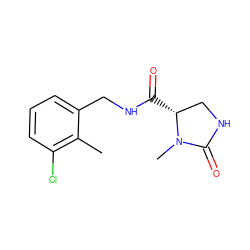 Cc1c(Cl)cccc1CNC(=O)[C@@H]1CNC(=O)N1C ZINC000095565487