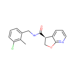 Cc1c(Cl)cccc1CNC(=O)[C@@H]1COc2ncccc21 ZINC000205621798