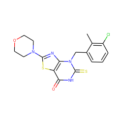 Cc1c(Cl)cccc1Cn1c(=S)[nH]c(=O)c2sc(N3CCOCC3)nc21 ZINC000084741853