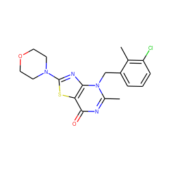 Cc1c(Cl)cccc1Cn1c(C)nc(=O)c2sc(N3CCOCC3)nc21 ZINC000084733421