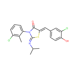 Cc1c(Cl)cccc1N1C(=O)/C(=C/c2ccc(O)c(Cl)c2)S/C1=N\C(C)C ZINC000049088180