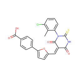 Cc1c(Cl)cccc1N1C(=O)/C(=C\c2ccc(-c3ccc(C(=O)O)cc3)o2)C(=O)NC1=S ZINC000033333178