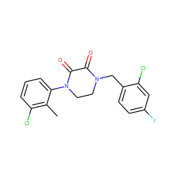 Cc1c(Cl)cccc1N1CCN(Cc2ccc(F)cc2Cl)C(=O)C1=O ZINC000095565340