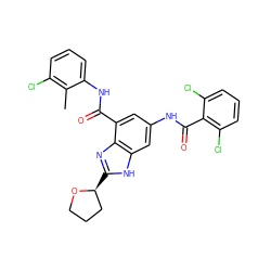 Cc1c(Cl)cccc1NC(=O)c1cc(NC(=O)c2c(Cl)cccc2Cl)cc2[nH]c([C@H]3CCCO3)nc12 ZINC000205654475