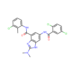 Cc1c(Cl)cccc1NC(=O)c1cc(NC(=O)c2cc(Cl)ccc2Cl)cc2[nH]c(N(C)C)nc12 ZINC000205656299