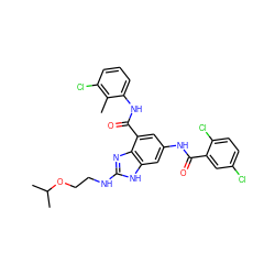 Cc1c(Cl)cccc1NC(=O)c1cc(NC(=O)c2cc(Cl)ccc2Cl)cc2[nH]c(NCCOC(C)C)nc12 ZINC000218704849