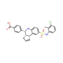 Cc1c(Cl)cccc1NS(=O)(=O)c1ccc2c(c1)[C@@H]1C=CC[C@@H]1[C@H](c1ccc(C(=O)O)cc1)N2 ZINC000014165929