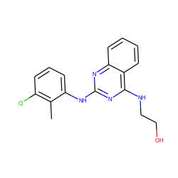 Cc1c(Cl)cccc1Nc1nc(NCCO)c2ccccc2n1 ZINC000002879313