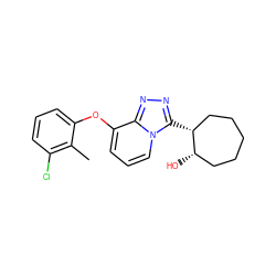 Cc1c(Cl)cccc1Oc1cccn2c([C@@H]3CCCCC[C@@H]3O)nnc12 ZINC000072109146