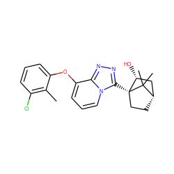 Cc1c(Cl)cccc1Oc1cccn2c([C@]34CC[C@@H](C[C@H]3O)C4(C)C)nnc12 ZINC000101426890