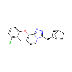 Cc1c(Cl)cccc1Oc1cccn2c(C[C@H]3C[C@H]4CC[C@H]3C4)nnc12 ZINC000253682124