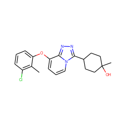 Cc1c(Cl)cccc1Oc1cccn2c(C3CCC(C)(O)CC3)nnc12 ZINC000072110009