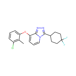 Cc1c(Cl)cccc1Oc1cccn2c(C3CCC(F)(F)CC3)nnc12 ZINC000072108560