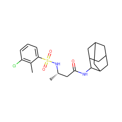 Cc1c(Cl)cccc1S(=O)(=O)N[C@@H](C)CC(=O)NC1C2CC3CC(C2)CC1C3 ZINC000103269492