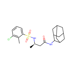 Cc1c(Cl)cccc1S(=O)(=O)N[C@H](C)CC(=O)NC1C2CC3CC(C2)CC1C3 ZINC000103269494