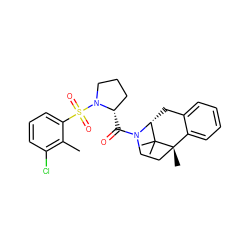 Cc1c(Cl)cccc1S(=O)(=O)N1CCC[C@@H]1C(=O)N1CC[C@@]2(C)c3ccccc3C[C@@H]1C2(C)C ZINC000221058524