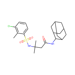 Cc1c(Cl)cccc1S(=O)(=O)NC(C)(C)CC(=O)NC1C2CC3CC(C2)CC1C3 ZINC000103269455