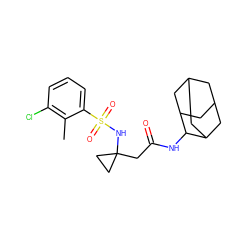 Cc1c(Cl)cccc1S(=O)(=O)NC1(CC(=O)NC2C3CC4CC(C3)CC2C4)CC1 ZINC000103270240