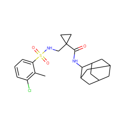 Cc1c(Cl)cccc1S(=O)(=O)NCC1(C(=O)NC2C3CC4CC(C3)CC2C4)CC1 ZINC001772609107