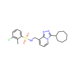 Cc1c(Cl)cccc1S(=O)(=O)NCc1cccn2c(C3CCCCCC3)nnc12 ZINC000034808870