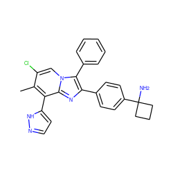 Cc1c(Cl)cn2c(-c3ccccc3)c(-c3ccc(C4(N)CCC4)cc3)nc2c1-c1ccn[nH]1 ZINC000113657054