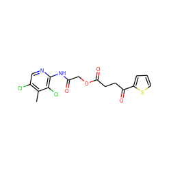 Cc1c(Cl)cnc(NC(=O)COC(=O)CCC(=O)c2cccs2)c1Cl ZINC000006418177