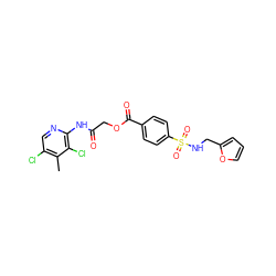 Cc1c(Cl)cnc(NC(=O)COC(=O)c2ccc(S(=O)(=O)NCc3ccco3)cc2)c1Cl ZINC000002617158