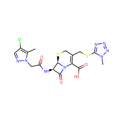 Cc1c(Cl)cnn1CC(=O)N[C@@H]1C(=O)N2C(C(=O)O)=C(CSc3nnnn3C)CS[C@H]12 ZINC000002733009