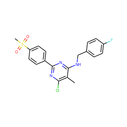 Cc1c(Cl)nc(-c2ccc(S(C)(=O)=O)cc2)nc1NCc1ccc(F)cc1 ZINC000029131882